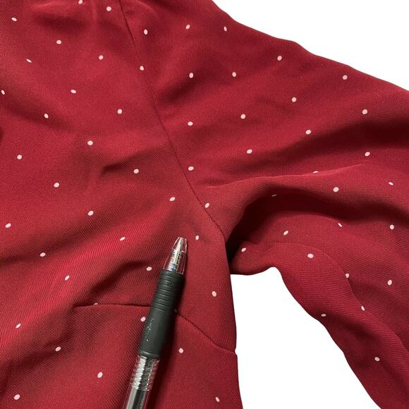 DANNI MINOGUE Red Polka Dot 3/4 Sleeve Blouse Size 2 Petite Pinup Stretch - Picture 10 of 11